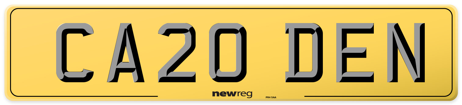 CA20 DEN Rear Number Plate