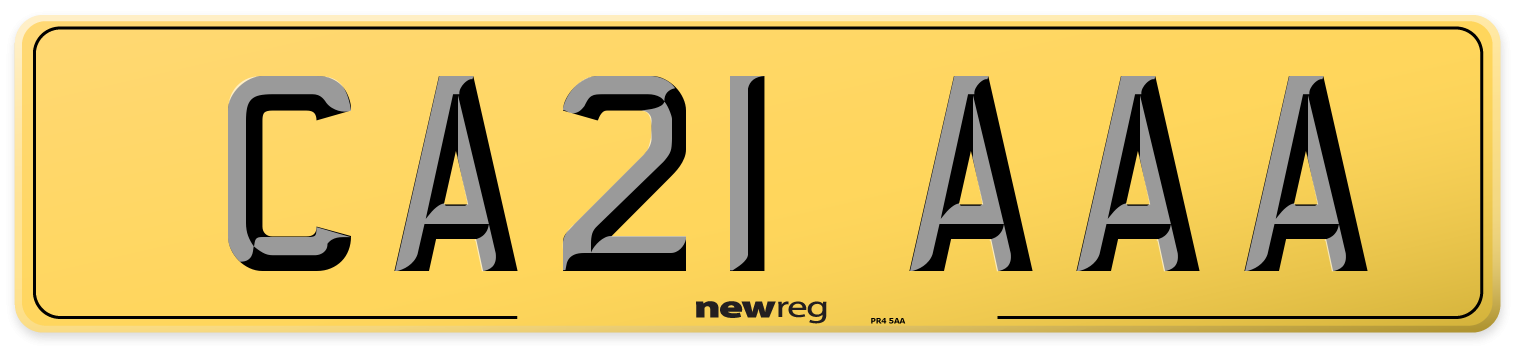 CA21 AAA Rear Number Plate