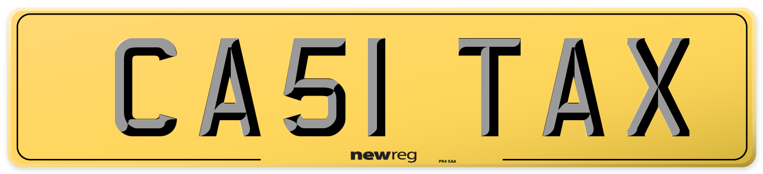 CA51 TAX Rear Number Plate