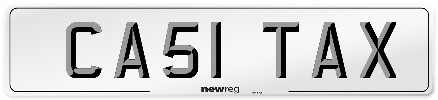 CA51 TAX Front Number Plate