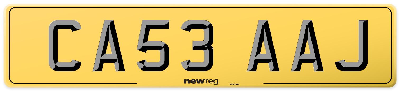 CA53 AAJ Rear Number Plate