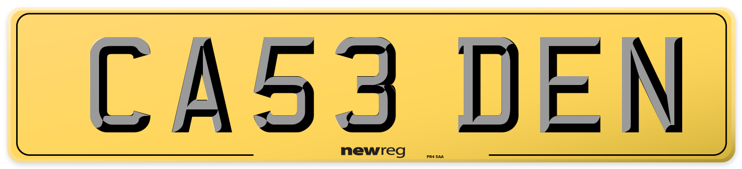 CA53 DEN Rear Number Plate