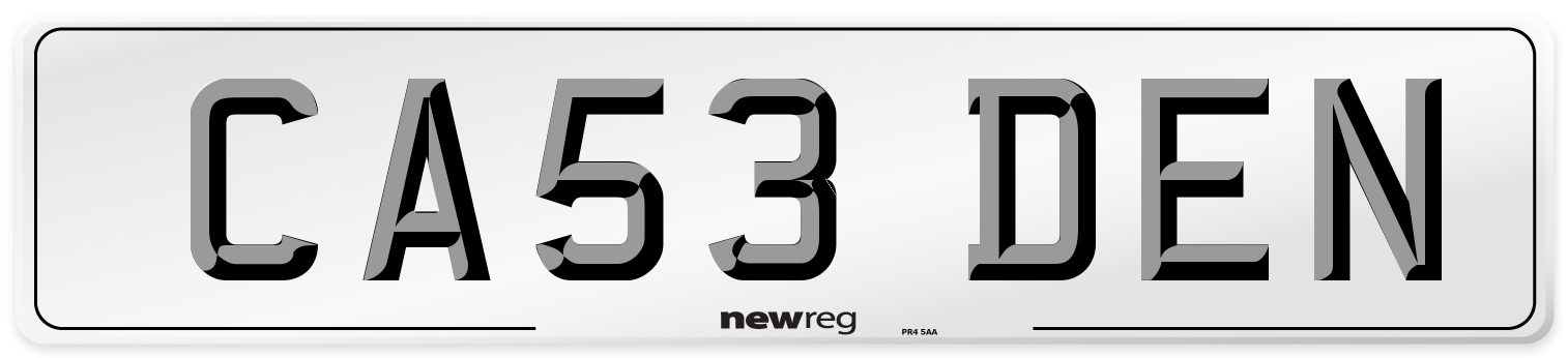 CA53 DEN Front Number Plate