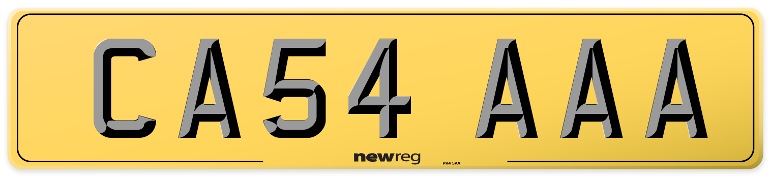 CA54 AAA Rear Number Plate