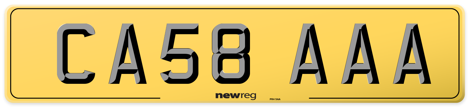CA58 AAA Rear Number Plate