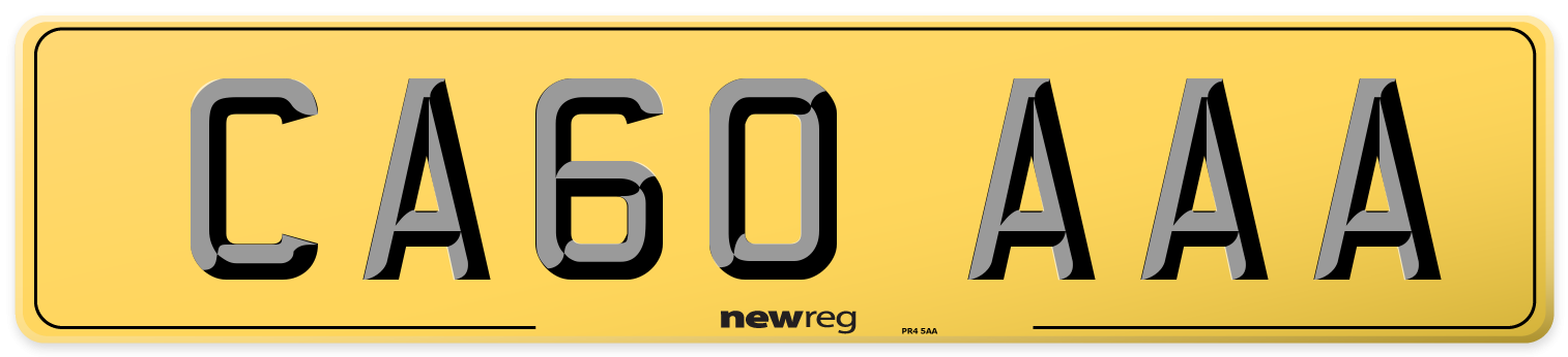 CA60 AAA Rear Number Plate