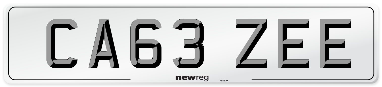 CA63 ZEE Front Number Plate