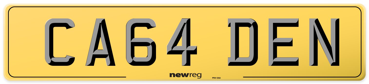 CA64 DEN Rear Number Plate