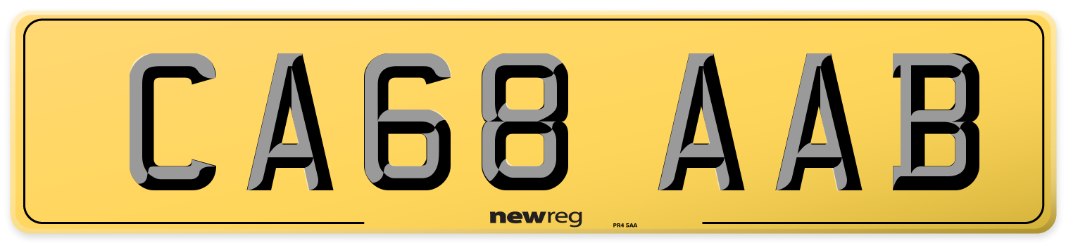 CA68 AAB Rear Number Plate