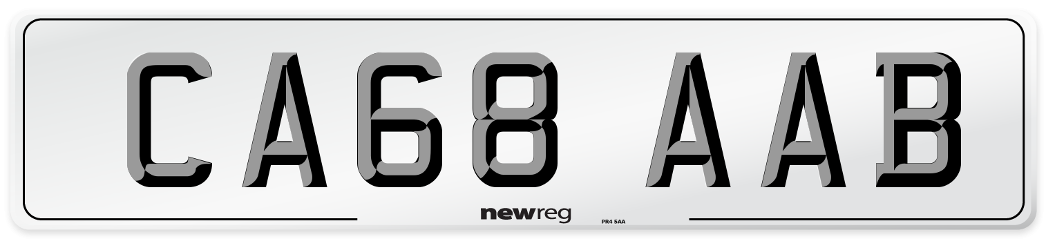 CA68 AAB Front Number Plate