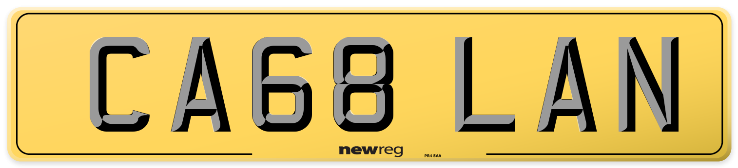 CA68 LAN Rear Number Plate