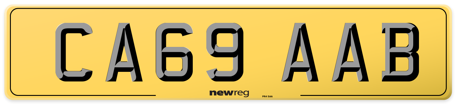 CA69 AAB Rear Number Plate