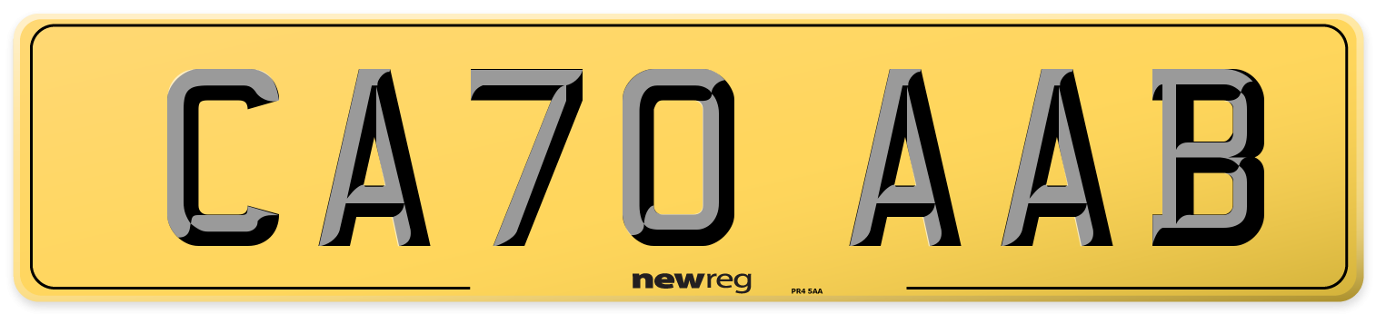CA70 AAB Rear Number Plate