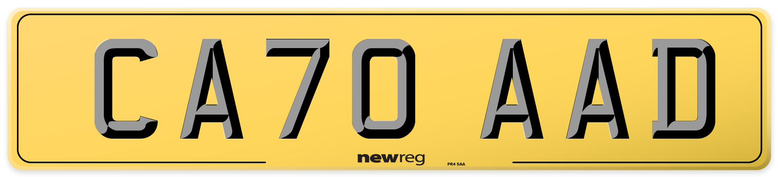 CA70 AAD Rear Number Plate