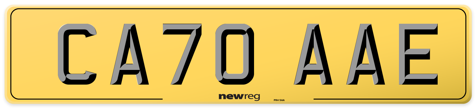 CA70 AAE Rear Number Plate