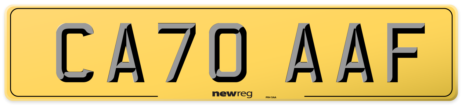 CA70 AAF Rear Number Plate