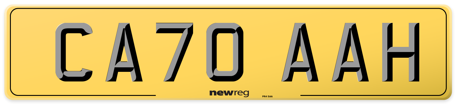 CA70 AAH Rear Number Plate