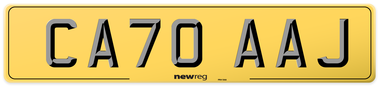 CA70 AAJ Rear Number Plate