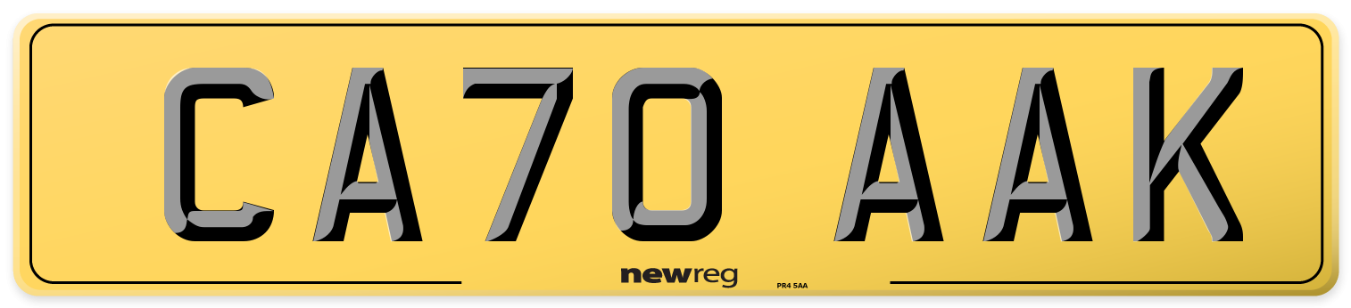 CA70 AAK Rear Number Plate
