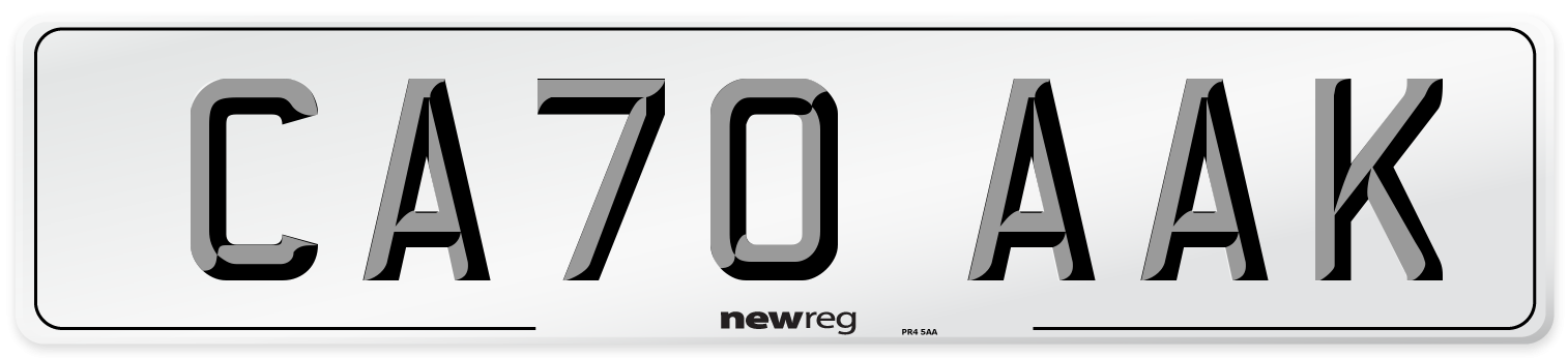 CA70 AAK Front Number Plate