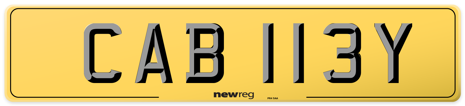 CAB 113Y Rear Number Plate