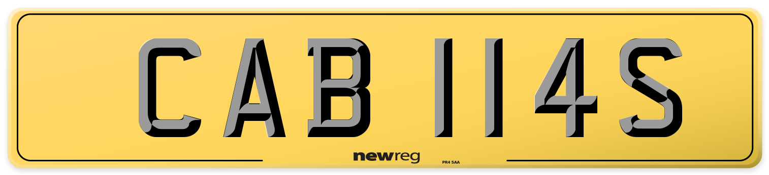 CAB 114S Rear Number Plate