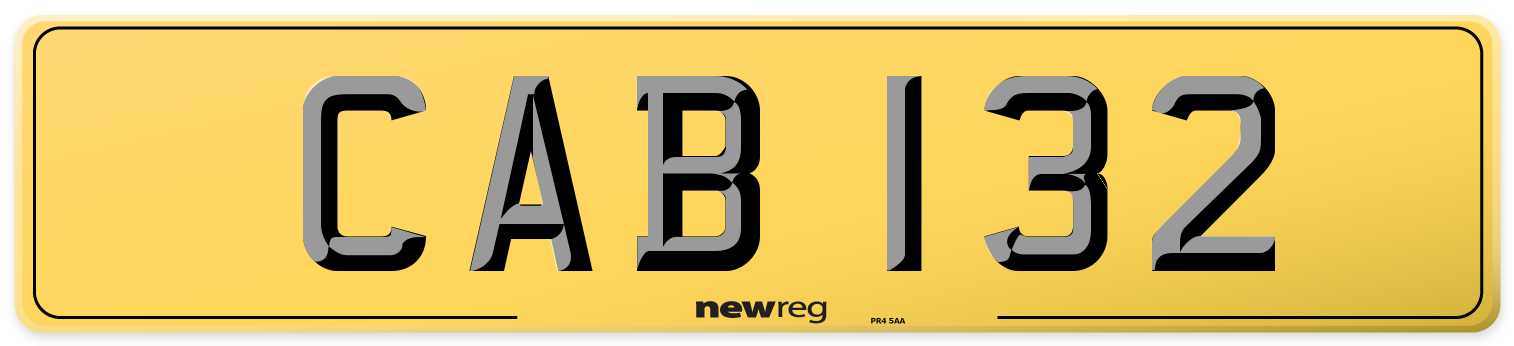CAB 132 Rear Number Plate