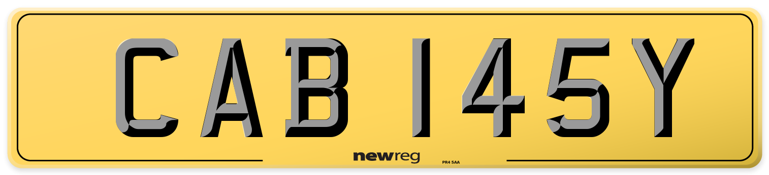CAB 145Y Rear Number Plate