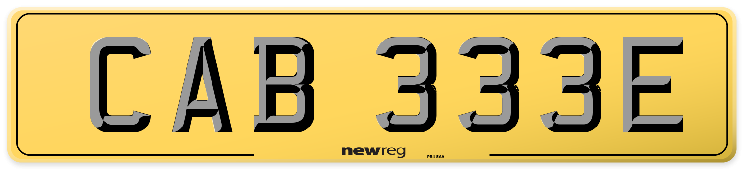 CAB 333E Rear Number Plate