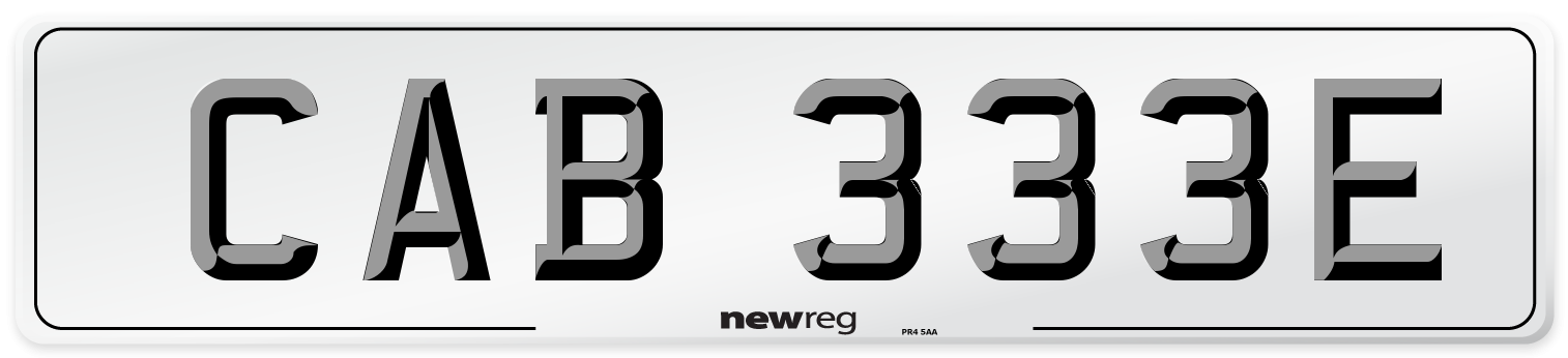 CAB 333E Front Number Plate