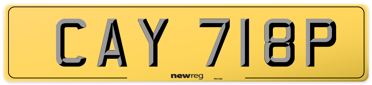 CAY 718P Rear Number Plate