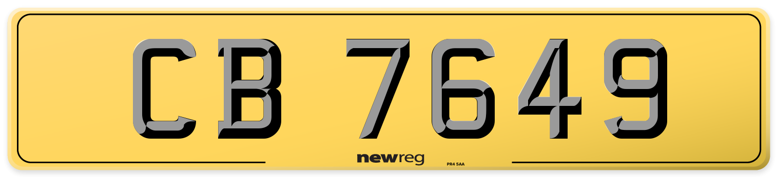 CB 7649 Rear Number Plate