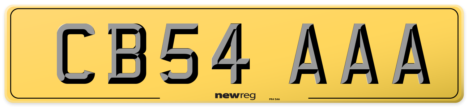CB54 AAA Rear Number Plate