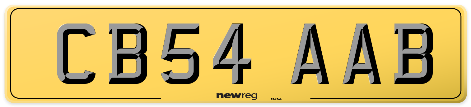CB54 AAB Rear Number Plate
