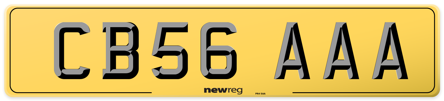 CB56 AAA Rear Number Plate