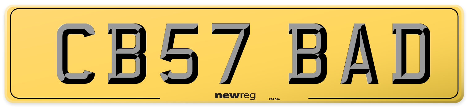 CB57 BAD Rear Number Plate