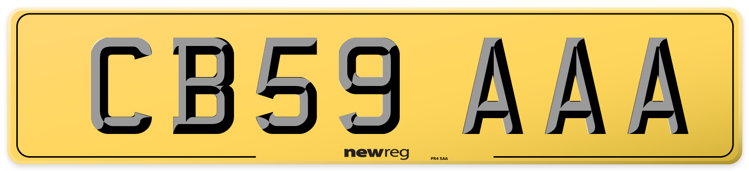 CB59 AAA Rear Number Plate