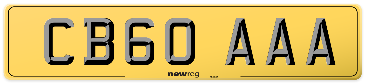 CB60 AAA Rear Number Plate