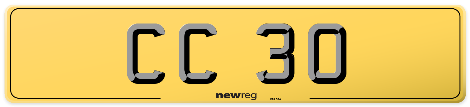 CC 30 Rear Number Plate