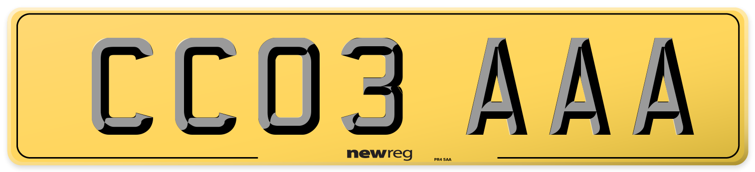 CC03 AAA Rear Number Plate