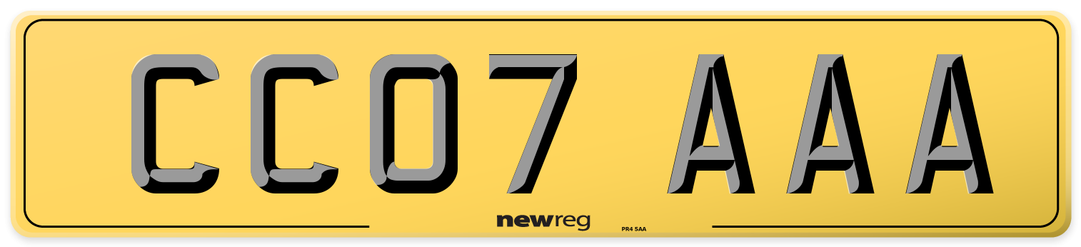 CC07 AAA Rear Number Plate