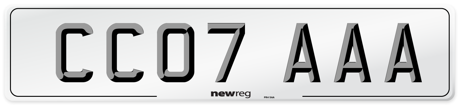 CC07 AAA Front Number Plate