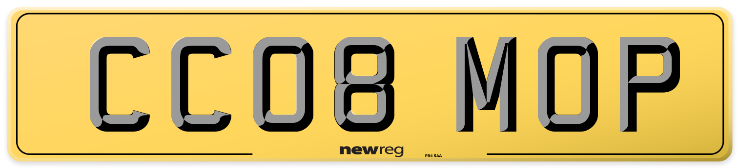 CC08 MOP Rear Number Plate
