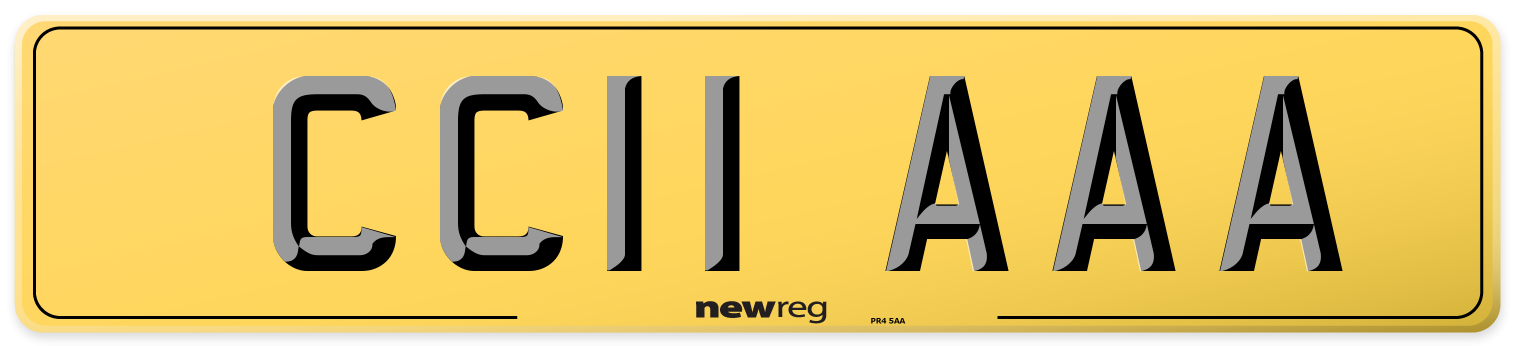 CC11 AAA Rear Number Plate