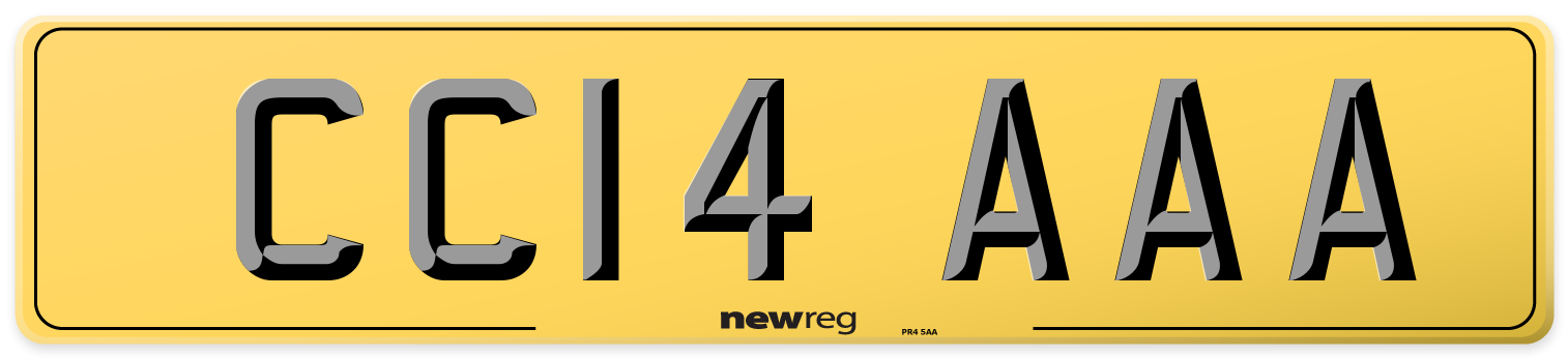 CC14 AAA Rear Number Plate