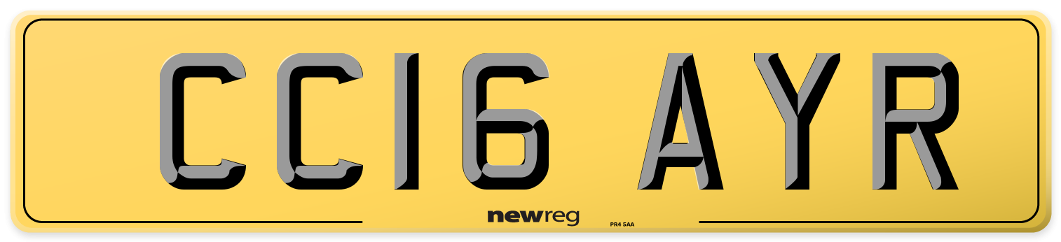 CC16 AYR Rear Number Plate