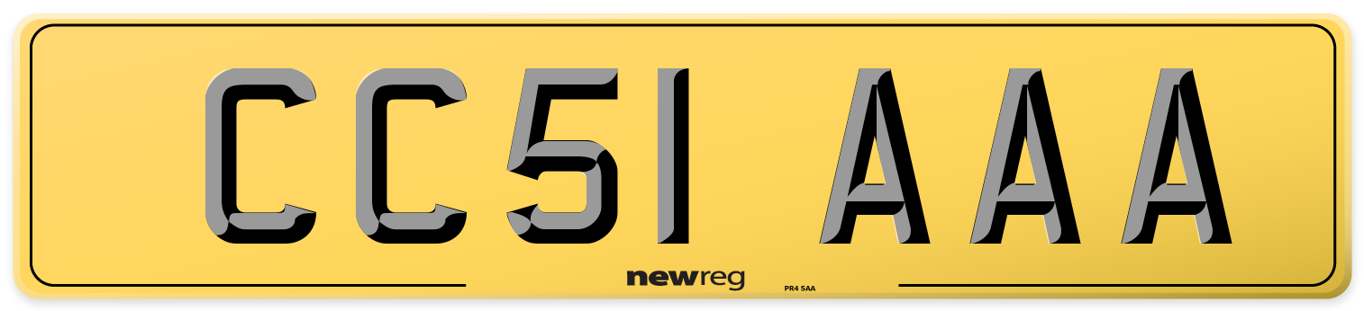 CC51 AAA Rear Number Plate