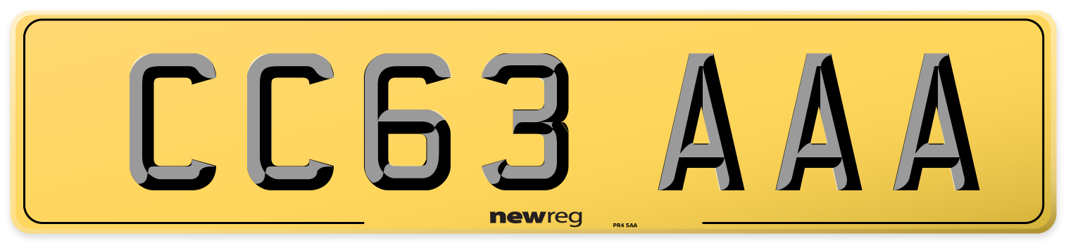 CC63 AAA Rear Number Plate
