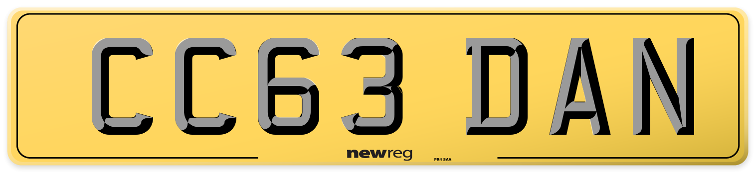 CC63 DAN Rear Number Plate