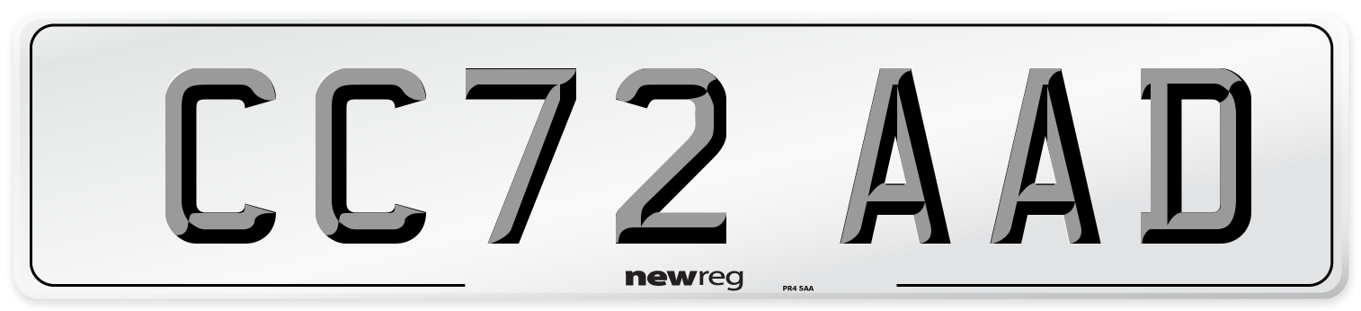 CC72 AAD Front Number Plate
